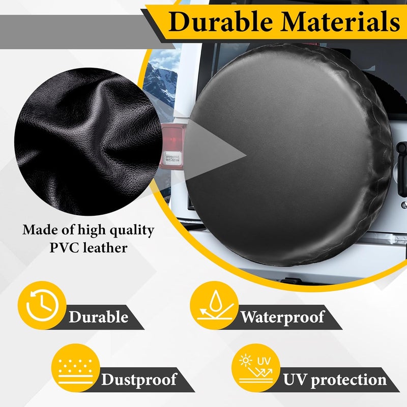 BFXM Spare Tire Cover, Waterproof PVC Thickening Leather Tire Wheel Covers, Tough Tire Wheel Protector, Universal Fit for Jeep, Trailer, RV, SUV, Truck, (Fits Entire Tire Diameters 31.5-32.7 Inch) - Image 3